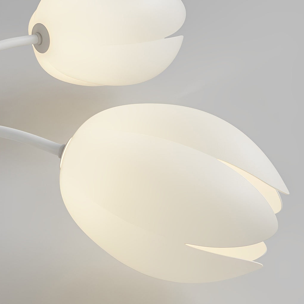Modern Tulip Flower Design Flush Mount Ceiling Light White Minimalist Chandelier G9