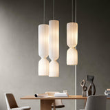 Modern Twist White LED Pendant Lamp Sculptural Asymmetrical Hanging Ceiling Light