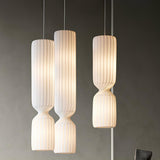 Modern Twist White LED Pendant Lamp Sculptural Asymmetrical Hanging Ceiling Light