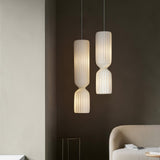 Modern Twist White LED Pendant Lamp Sculptural Asymmetrical Hanging Ceiling Light