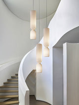 Modern Twist White LED Pendant Lamp Sculptural Asymmetrical Hanging Ceiling Light