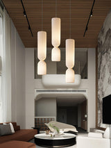 Modern Twist White LED Pendant Lamp Sculptural Asymmetrical Hanging Ceiling Light