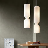 Modern Twist White LED Pendant Lamp Sculptural Asymmetrical Hanging Ceiling Light