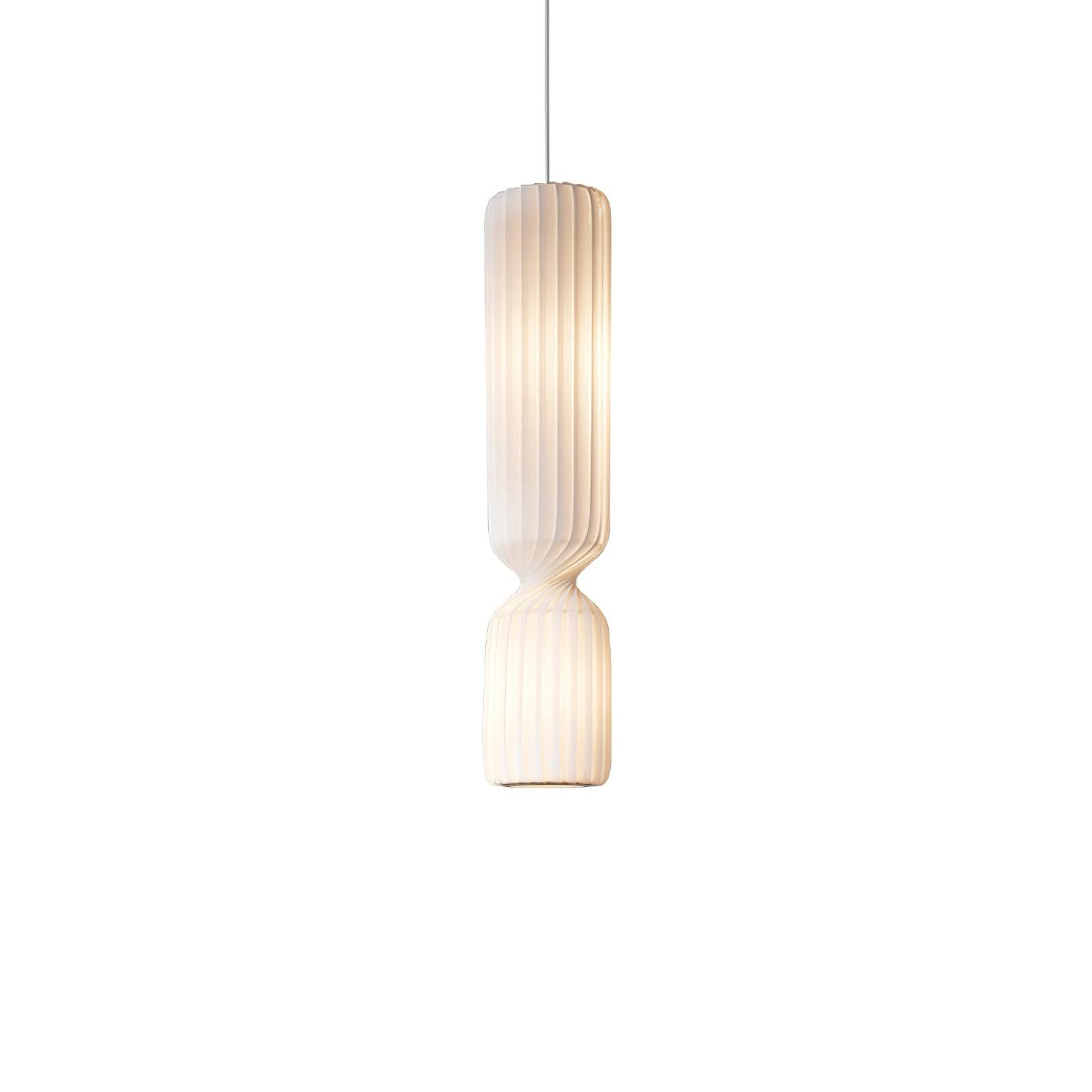 Modern Twist White LED Pendant Lamp Sculptural Asymmetrical Hanging Ceiling Light