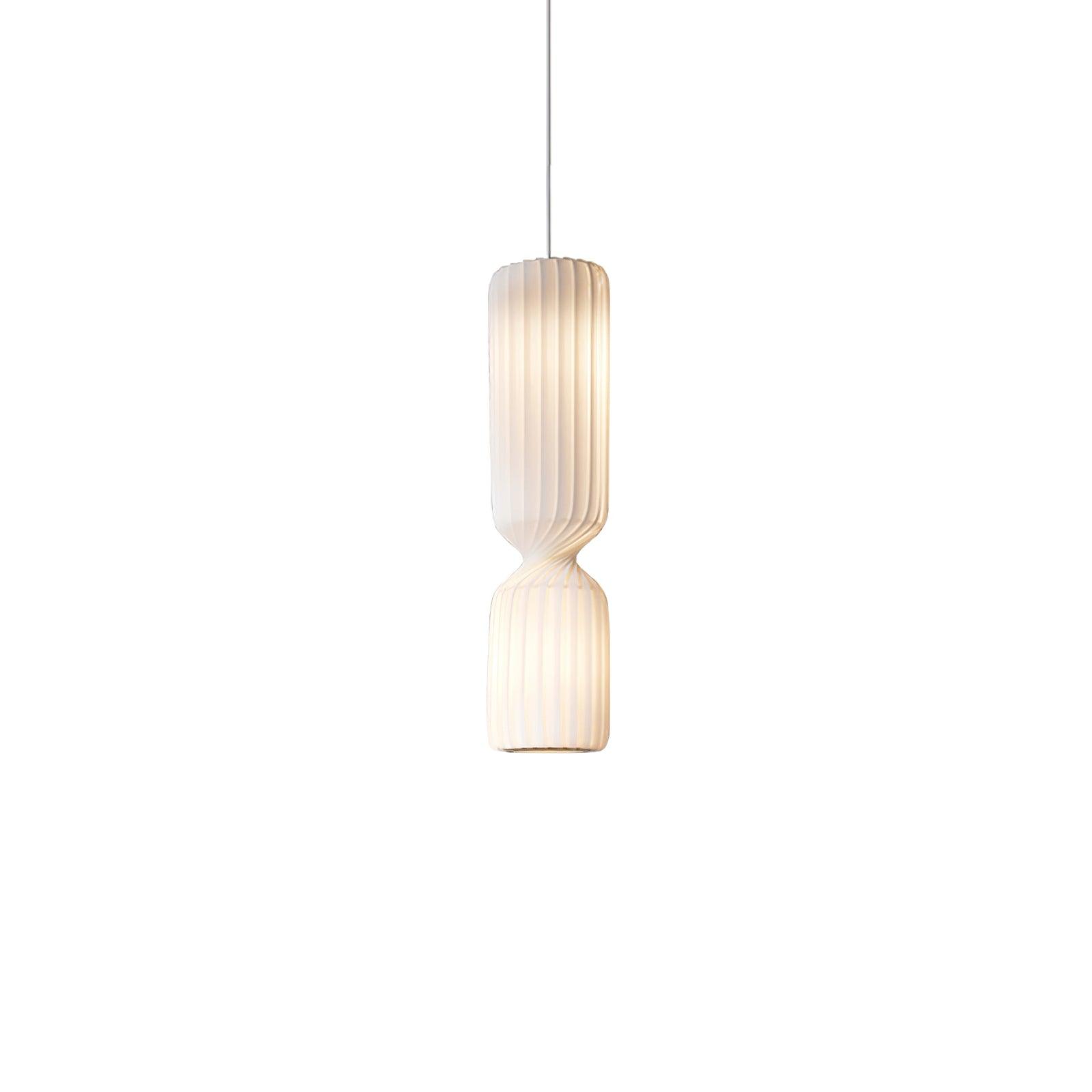 Modern Twist White LED Pendant Lamp Sculptural Asymmetrical Hanging Ceiling Light