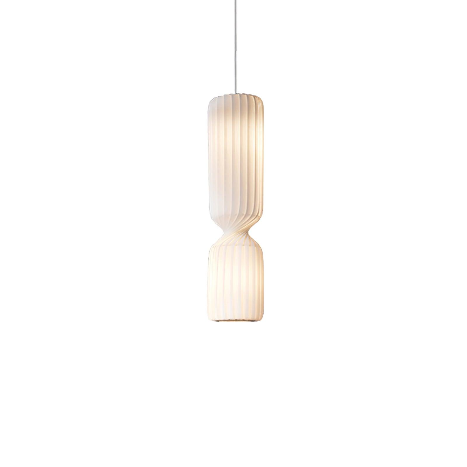 Modern Twist White LED Pendant Lamp Sculptural Asymmetrical Hanging Ceiling Light