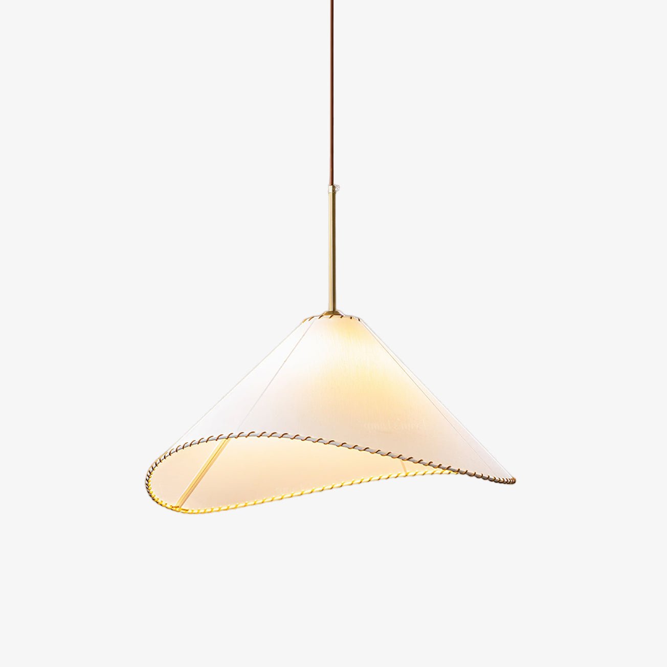 Modern Twisted White Fabric Shade Pendant Lamp Asymmetrical Minimalist Hanging Light