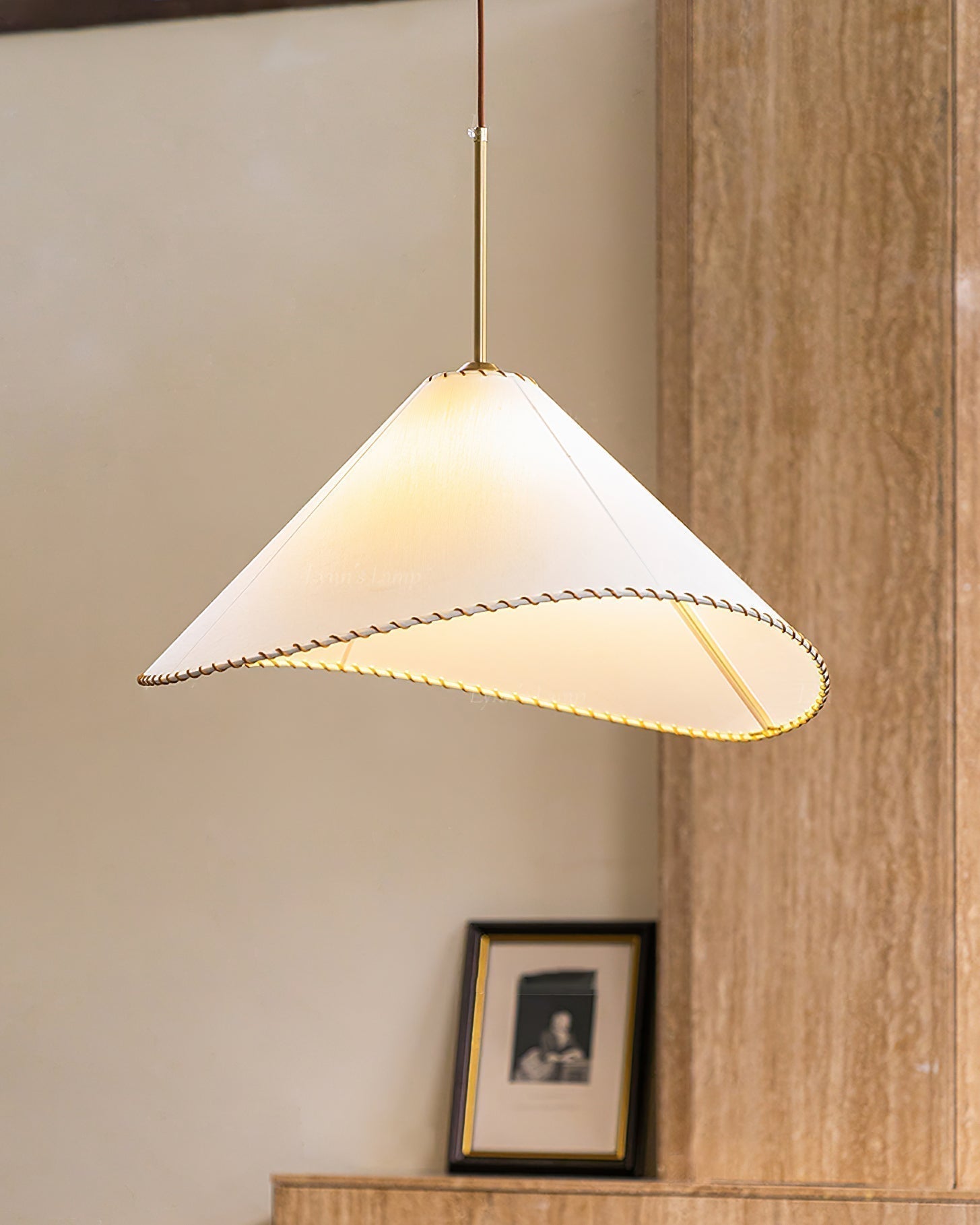 Modern Twisted White Fabric Shade Pendant Lamp Asymmetrical Minimalist Hanging Light