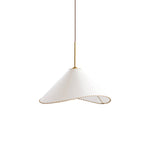 Modern Twisted White Fabric Shade Pendant Lamp Asymmetrical Minimalist Hanging Light