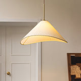Modern Twisted White Fabric Shade Pendant Lamp Asymmetrical Minimalist Hanging Light