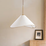 Modern Twisted White Fabric Shade Pendant Lamp Asymmetrical Minimalist Hanging Light