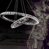 Modern Two Ring Encrusted Crystal Chandelier for Living Room with Elegant Uplight Effect