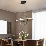 Modern Two Ring LED Chandelier Adjustable Circle Pendant Light for Kitchen Island