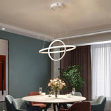 Modern Two Ring LED Chandelier Adjustable Circle Pendant Light for Kitchen Island