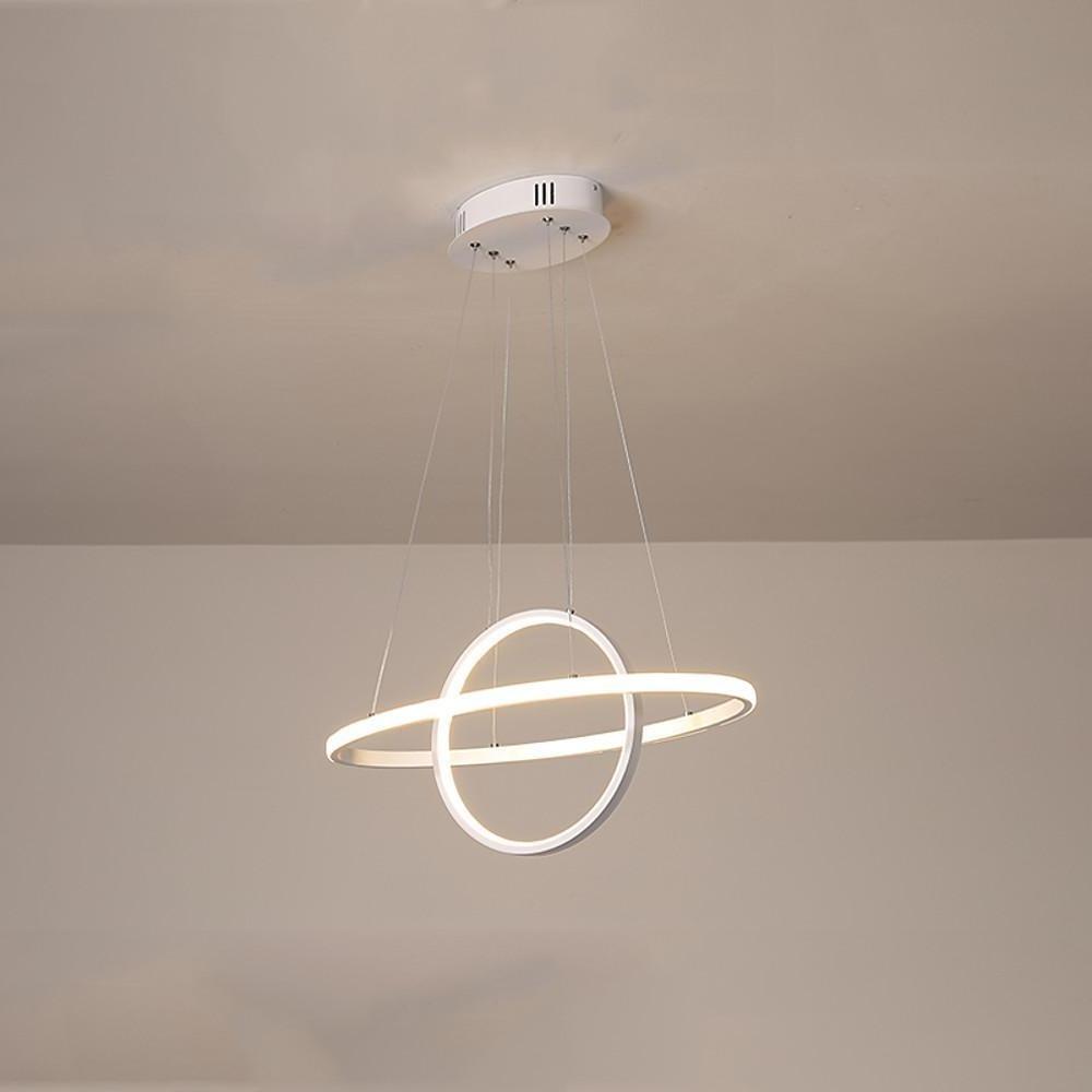 Modern Two Ring LED Chandelier Adjustable Circle Pendant Light for Kitchen Island