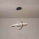 Modern Two Ring LED Chandelier Adjustable Circle Pendant Light for Kitchen Island