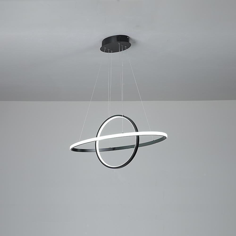Modern Two Ring LED Chandelier Adjustable Circle Pendant Light for Kitchen Island