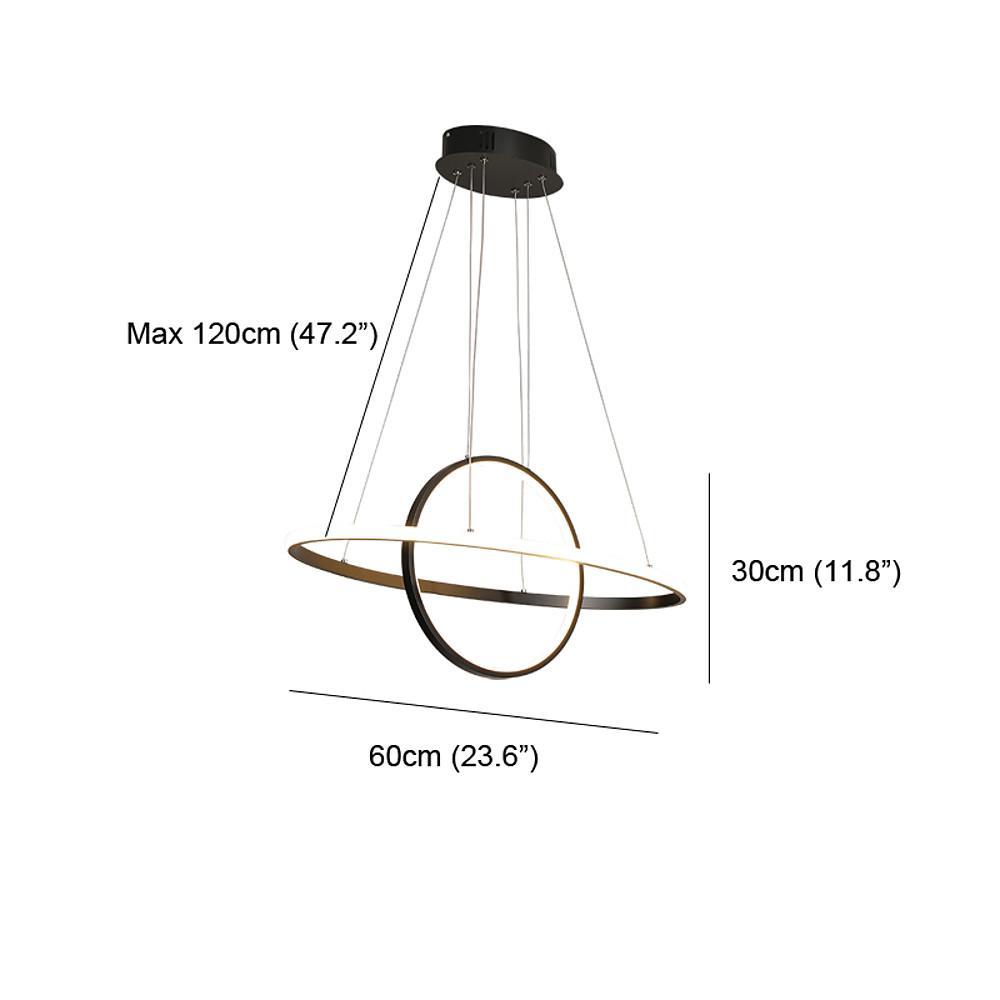 Modern Two Ring LED Chandelier Adjustable Circle Pendant Light for Kitchen Island