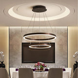 Modern Two Tier LED Circular Pendant Light Minimalist Ring Chandelier for Dining Room