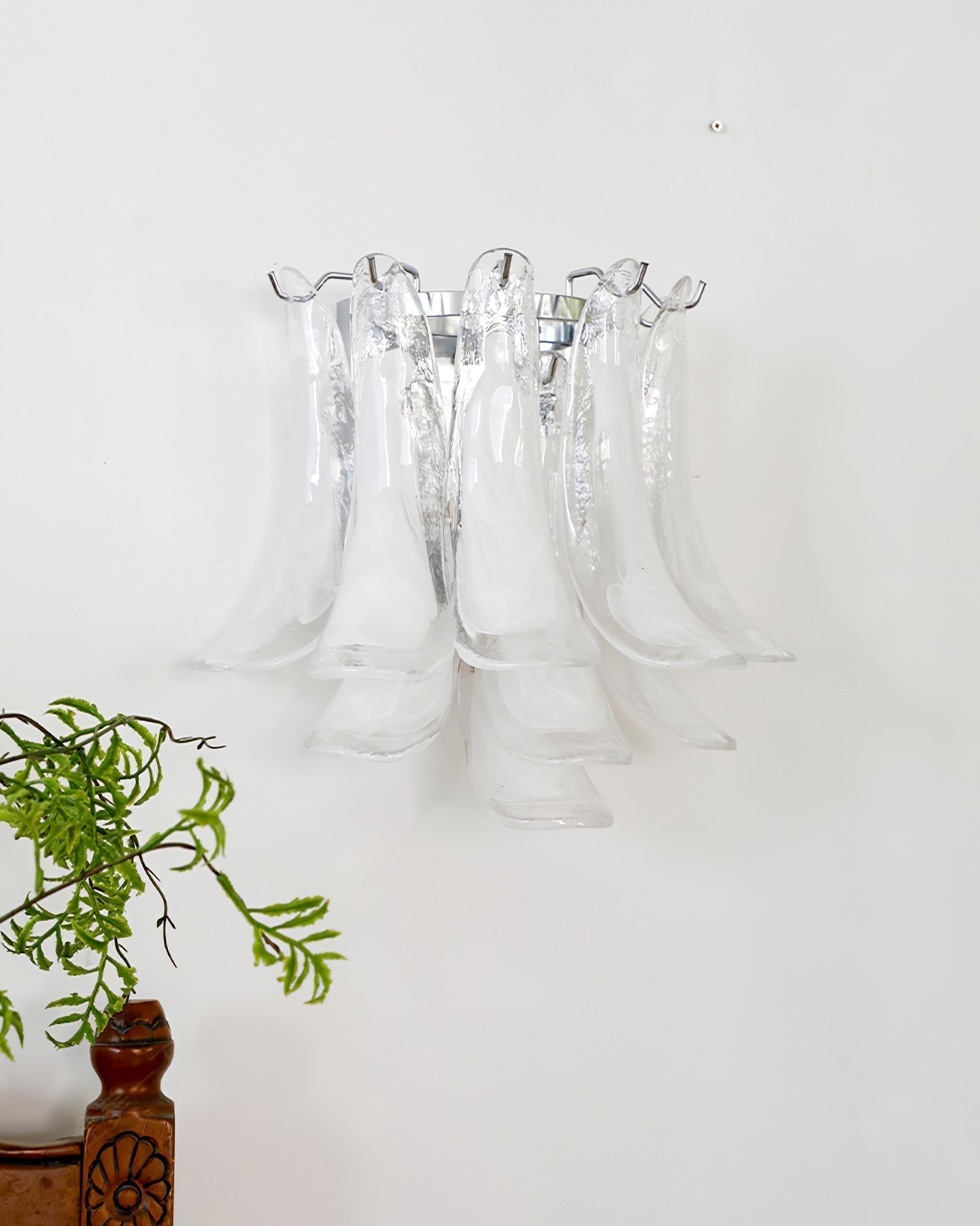 Modern U Shaped Glass Petal Wall Sconce in Chrome Finish for Living Room Bedroom