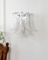 Modern U Shaped Glass Petal Wall Sconce in Chrome Finish for Living Room Bedroom