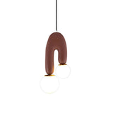 Modern U Shaped Resin Pendant Light with Opaline Glass Spheres and Gold Accents
