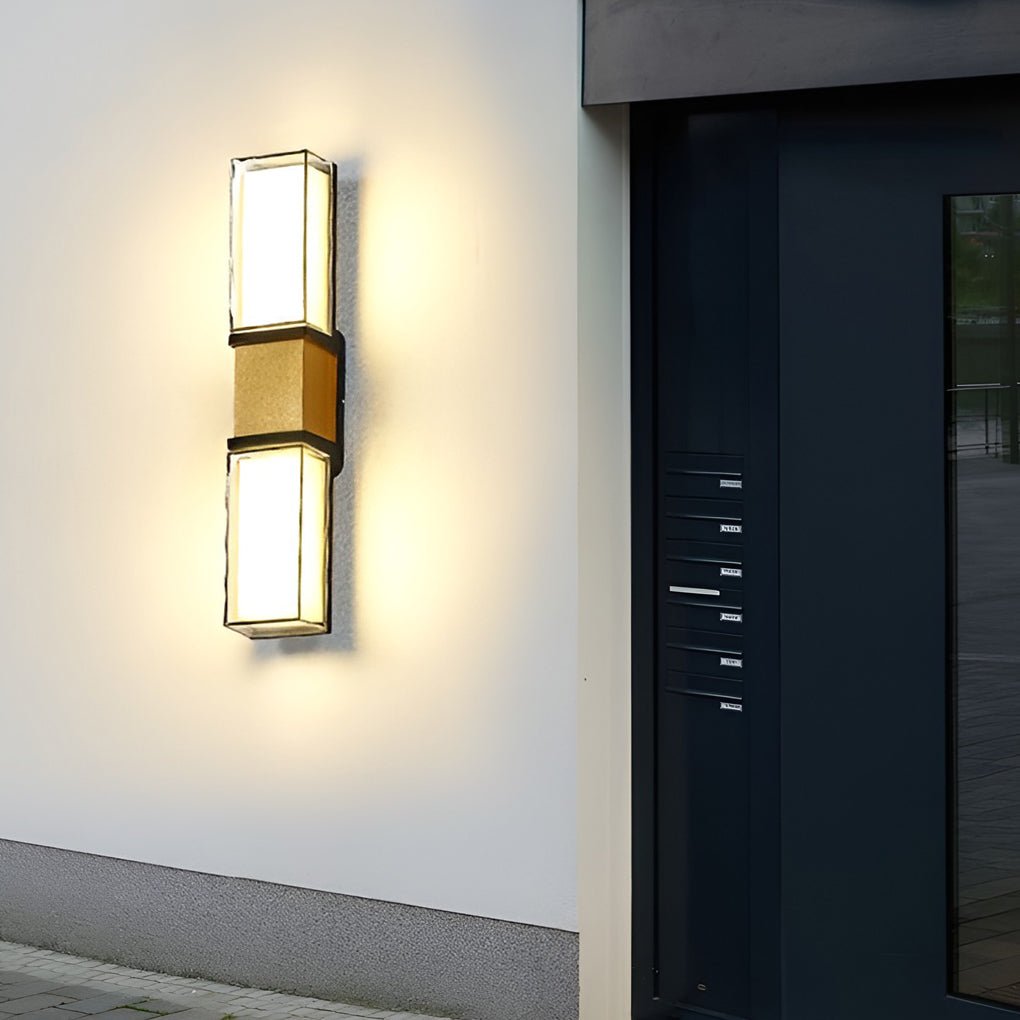 Modern Up and Down LED Outdoor Wall Sconce IP65 Waterproof Exterior Porch Light in Black and Gold