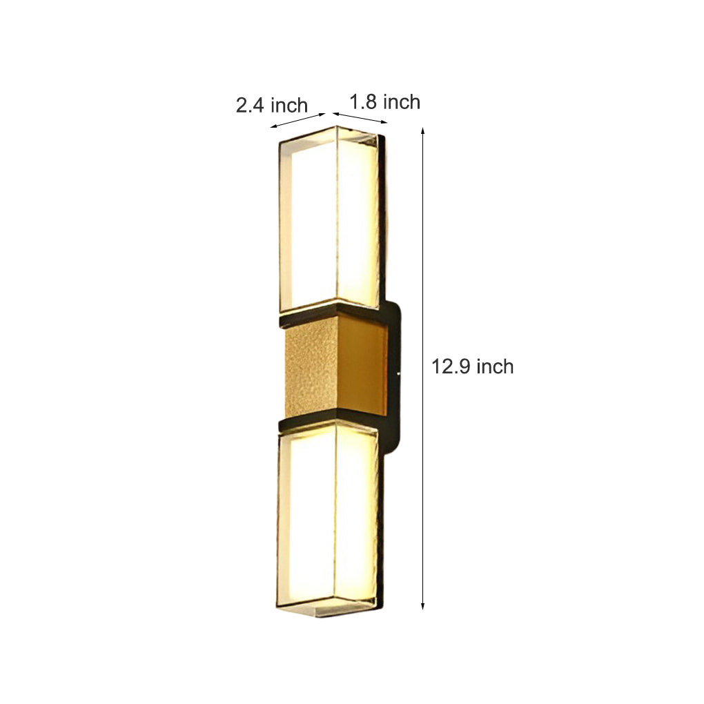 Modern Up and Down LED Outdoor Wall Sconce IP65 Waterproof Exterior Porch Light in Black and Gold