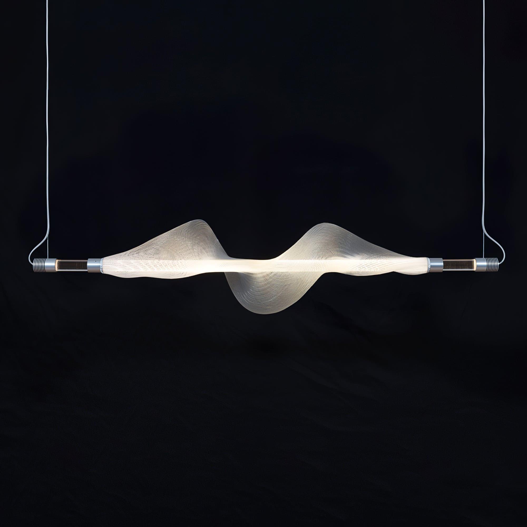 Modern Vapour LED Pendant Light with Fiber Mesh Shade and Geometric Design