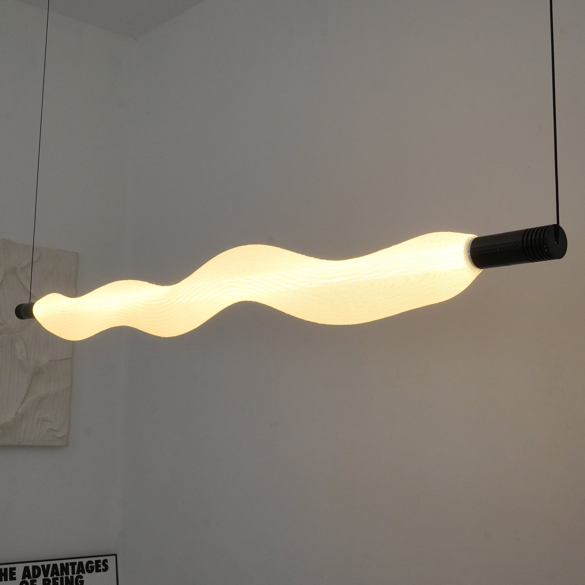 Modern Vapour LED Pendant Light with Fiber Mesh Shade and Geometric Design