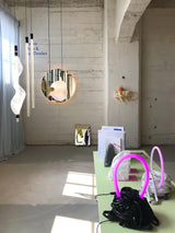 Modern Vapour LED Pendant Light with Fiber Mesh Shade and Geometric Design