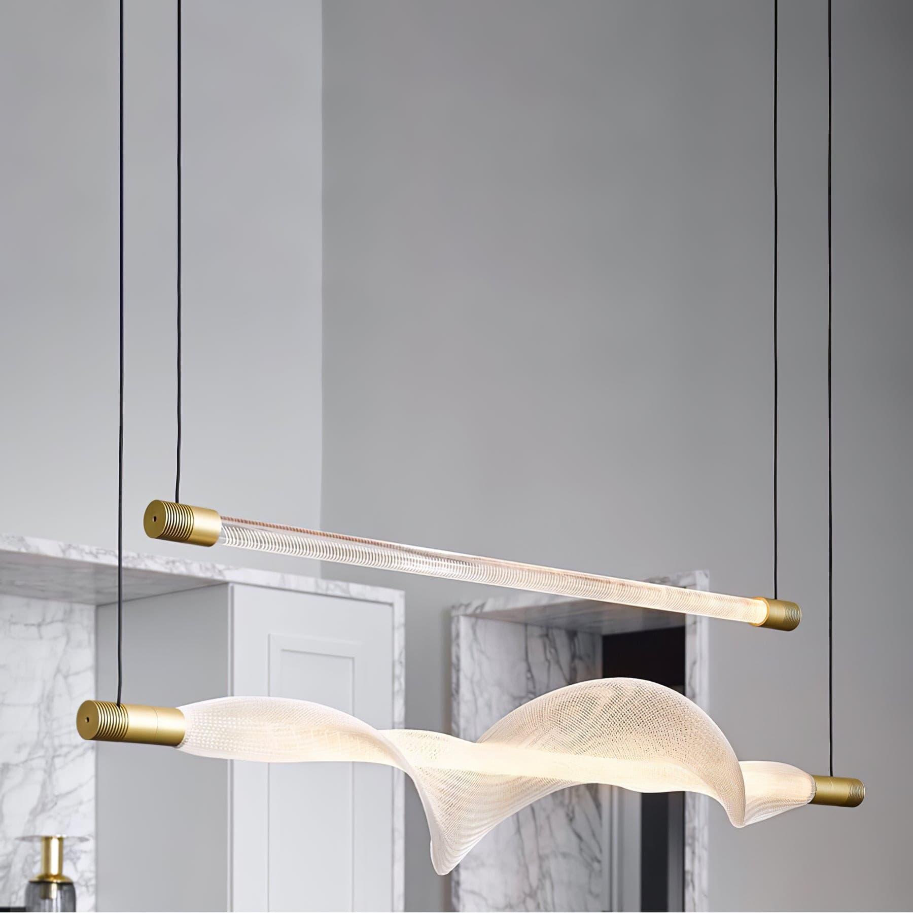 Modern Vapour LED Pendant Light with Fiber Mesh Shade and Geometric Design