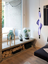 Modern Vapour LED Pendant Light with Fiber Mesh Shade and Geometric Design
