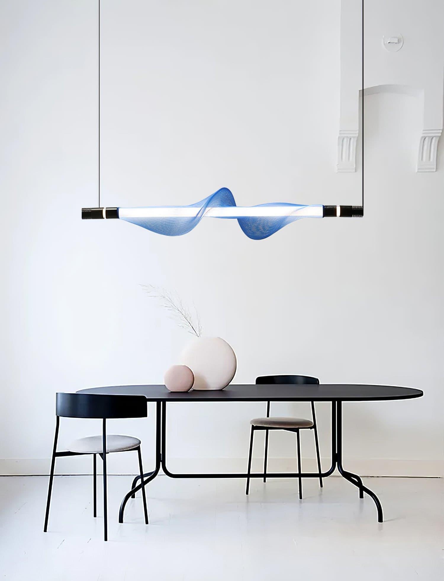 Modern Vapour LED Pendant Light with Fiber Mesh Shade and Geometric Design