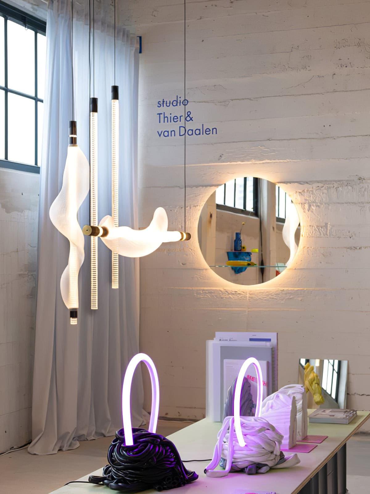 Modern Vapour LED Pendant Light with Fiber Mesh Shade and Geometric Design