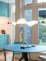 Modern Vapour LED Pendant Light with Fiber Mesh Shade and Geometric Design