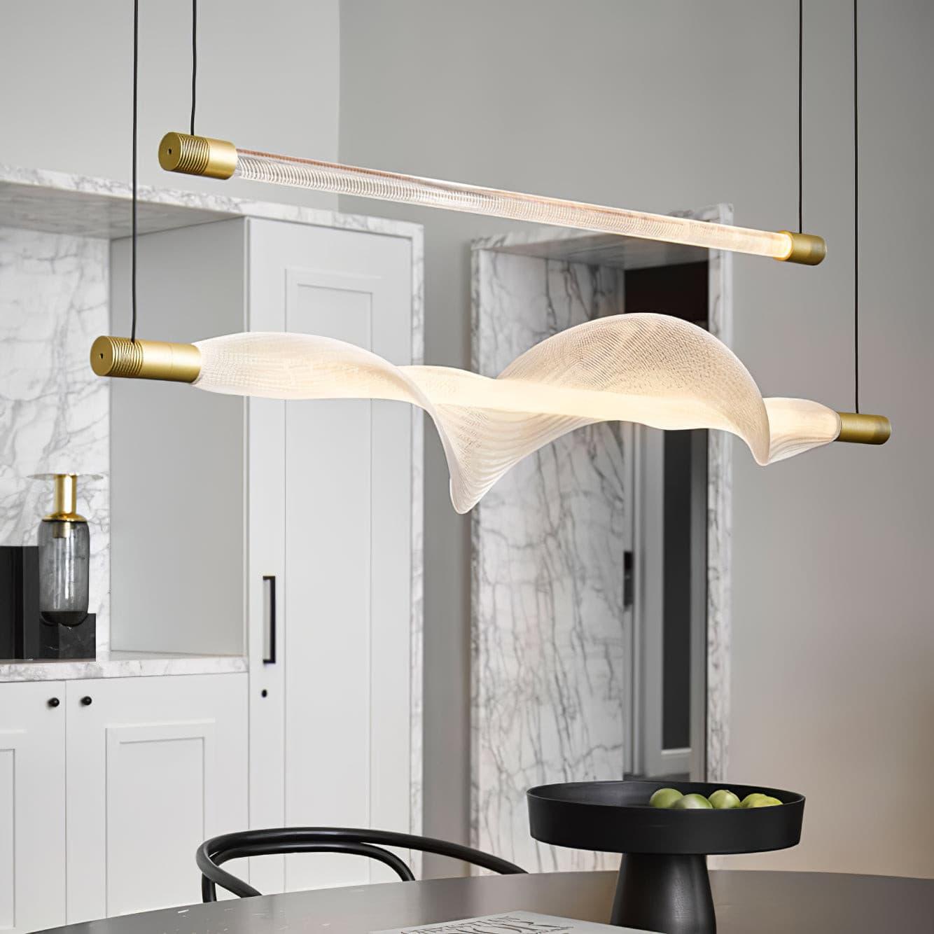 Modern Vapour LED Pendant Light with Fiber Mesh Shade and Geometric Design