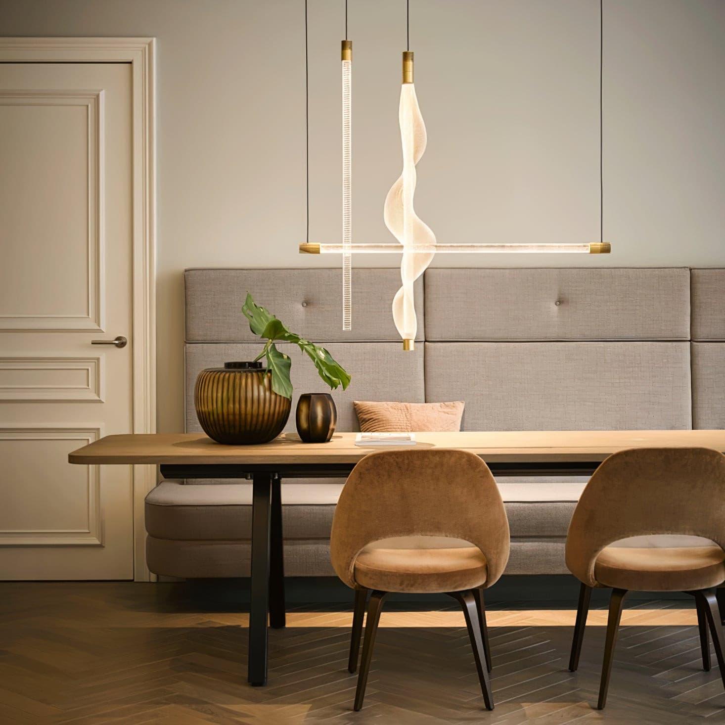 Modern Vapour LED Pendant Light with Fiber Mesh Shade and Geometric Design