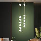 Modern Vertical Brass Globe LED Pendant Light Multi Ball Ceiling Fixture for Hallways