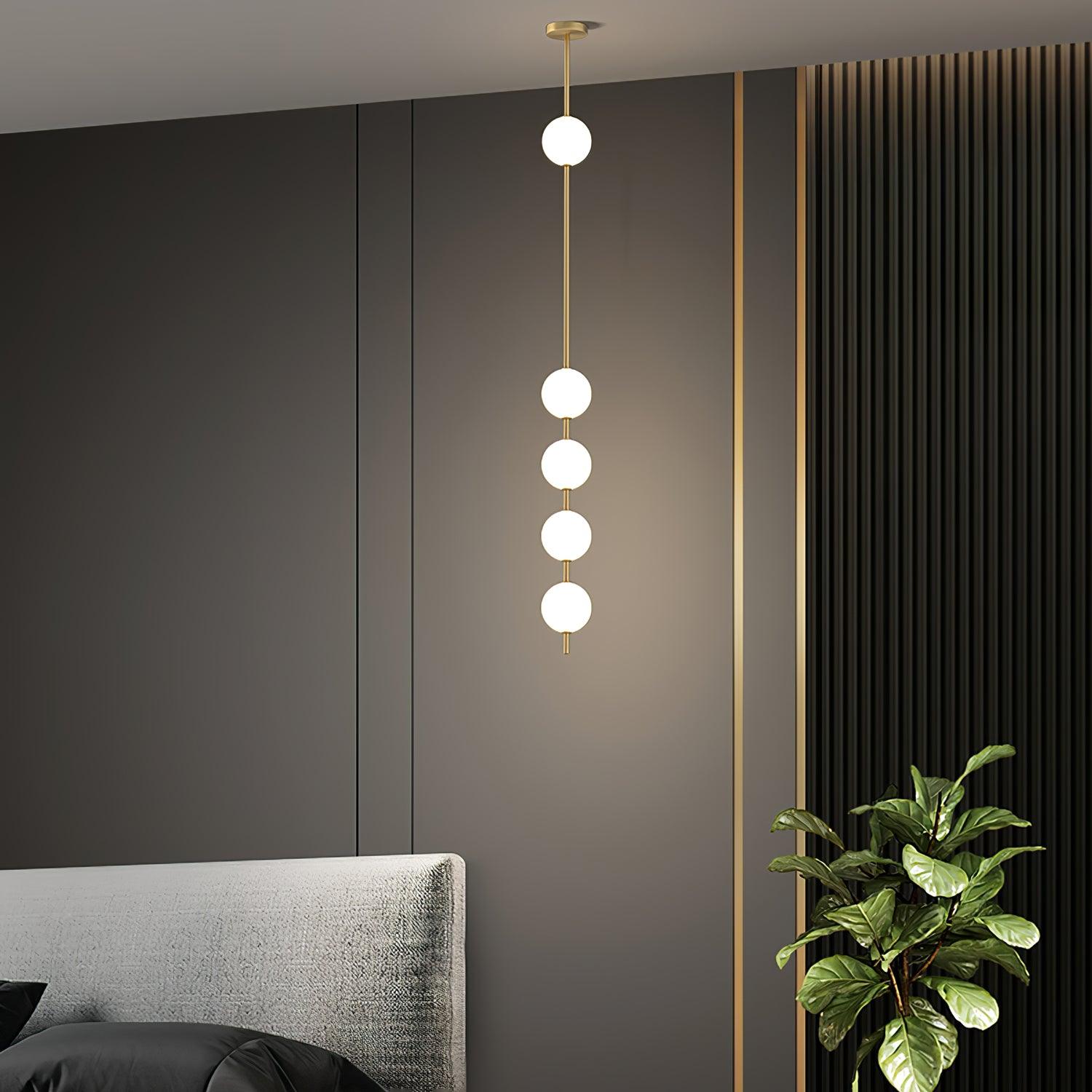 Modern Vertical Brass Globe LED Pendant Light Multi Ball Ceiling Fixture for Hallways