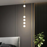 Modern Vertical Brass Globe LED Pendant Light Multi Ball Ceiling Fixture for Hallways