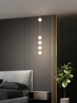 Modern Vertical Brass Globe LED Pendant Light Multi Ball Ceiling Fixture for Hallways