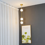 Modern Vertical Brass Globe LED Pendant Light Multi Ball Ceiling Fixture for Hallways