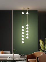 Modern Vertical Brass Globe LED Pendant Light Multi Ball Ceiling Fixture for Hallways