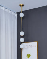 Modern Vertical Brass Globe LED Pendant Light Multi Ball Ceiling Fixture for Hallways