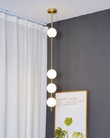 Modern Vertical Brass Globe LED Pendant Light Multi Ball Ceiling Fixture for Hallways