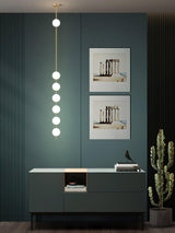Modern Vertical Brass Globe LED Pendant Light Multi Ball Ceiling Fixture for Hallways