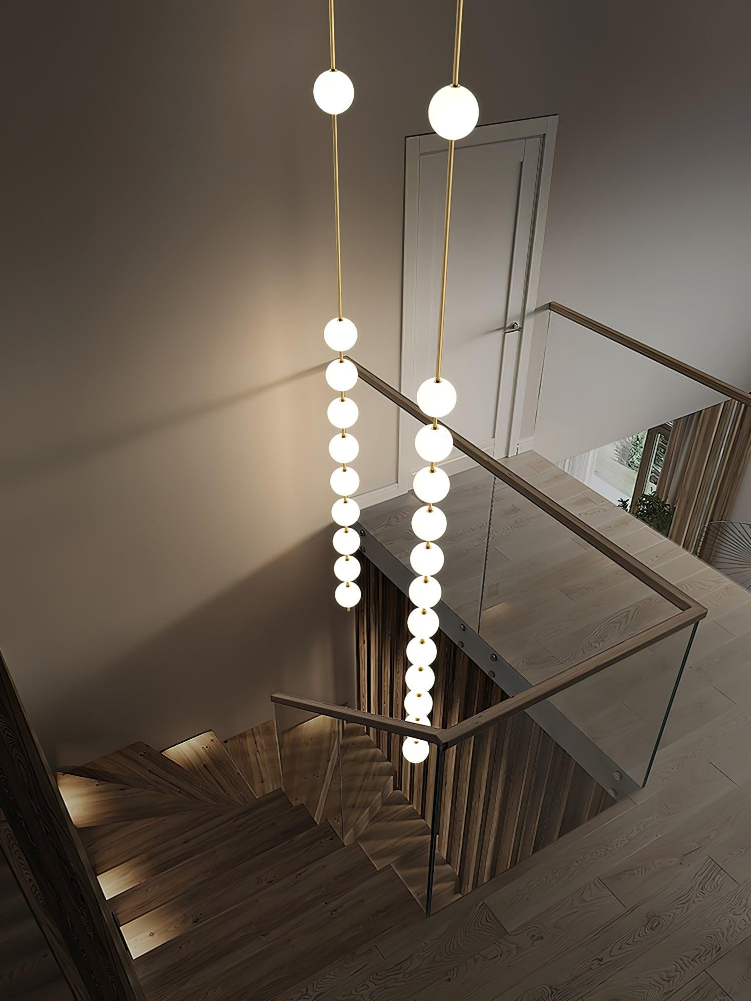 Modern Vertical Brass Globe LED Pendant Light Multi Ball Ceiling Fixture for Hallways