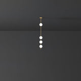 Modern Vertical Brass Globe LED Pendant Light Multi Ball Ceiling Fixture for Hallways