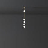 Modern Vertical Brass Globe LED Pendant Light Multi Ball Ceiling Fixture for Hallways